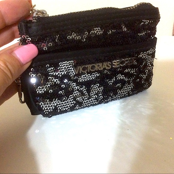 Victoria’s Secret Keychain Sequin Wallet Black - Picture 3 of 11
